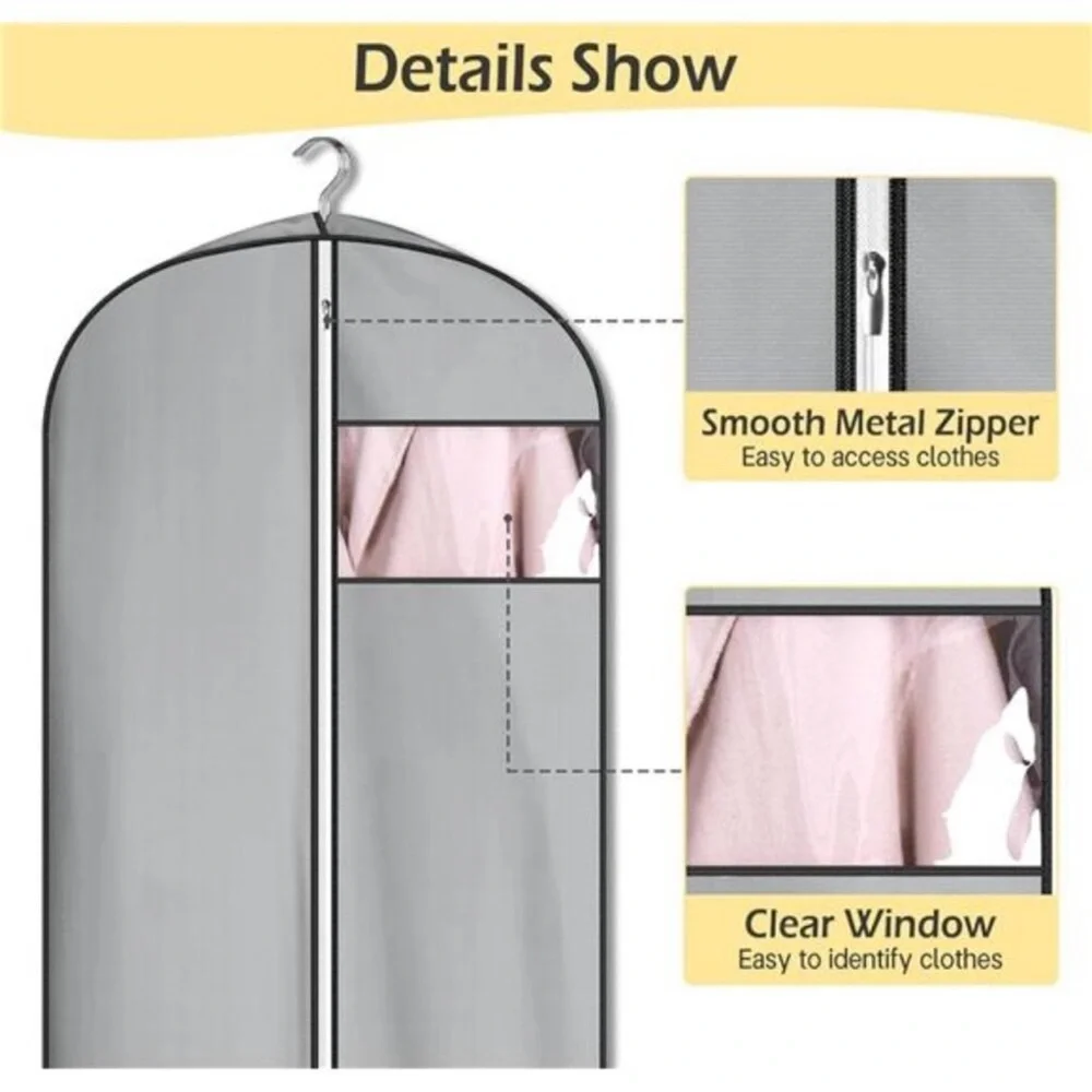 Gusseted Garment Bags for Dresses 65 Inch Long Waterproof Hanging Clothes Bag 3